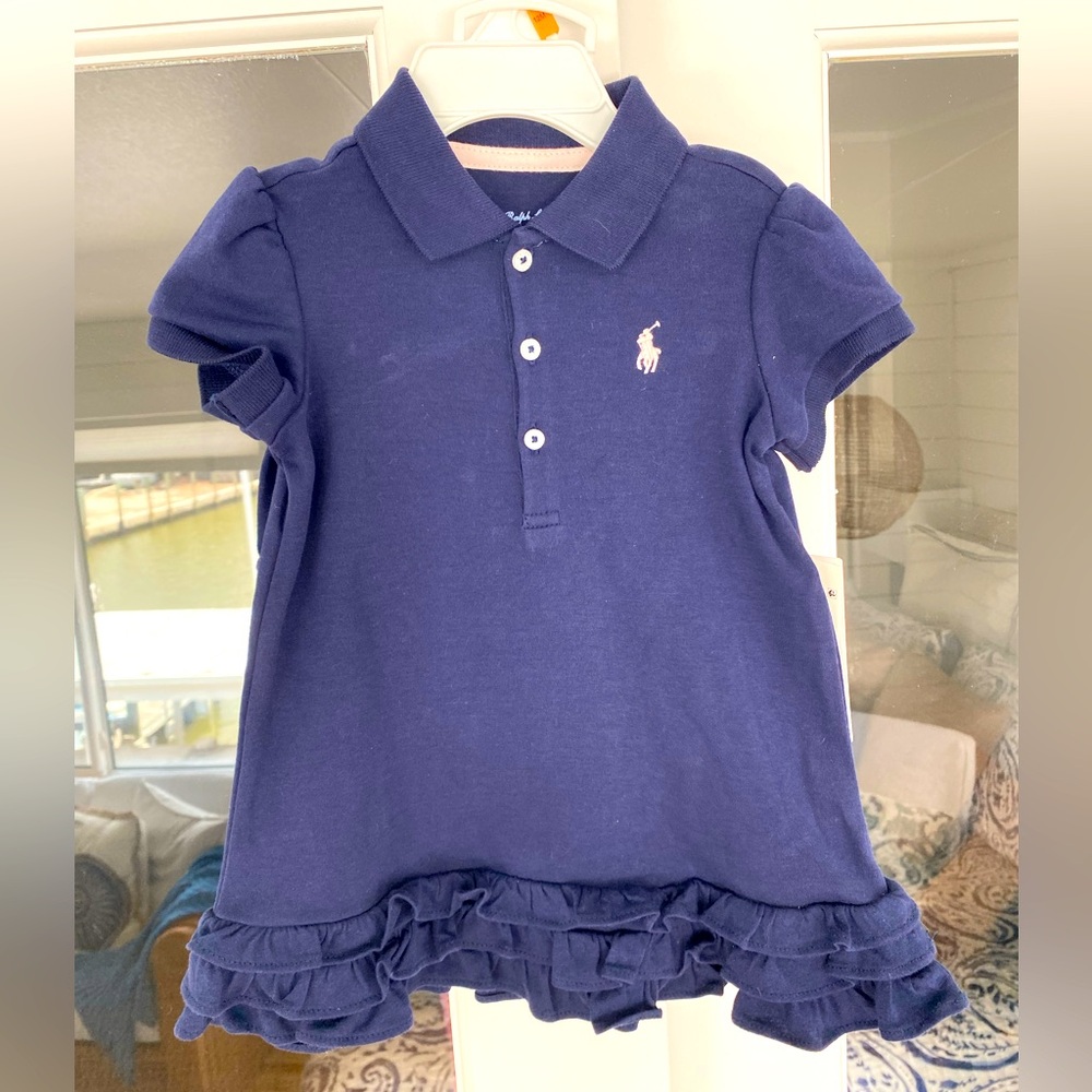 Ralph Lauren navy blue little girls dress size 12 months NWT